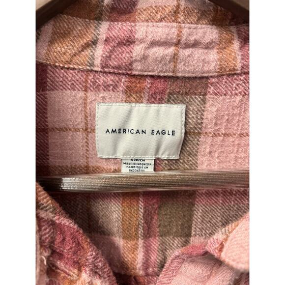 American Eagle Distressed Flannel Shirt Women Size S - Picture 2 of 5